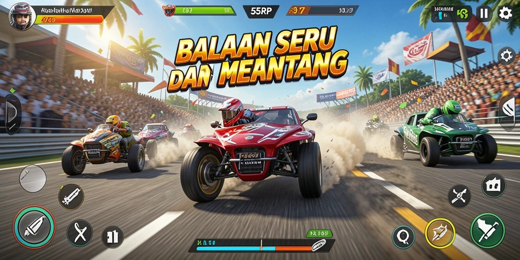 Tampilan gameplay Racing yang dinamis di 55RP.