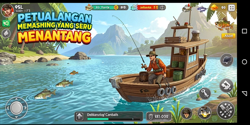 Tampilan gameplay 9SL yang menakjubkan saat memancing ikan.