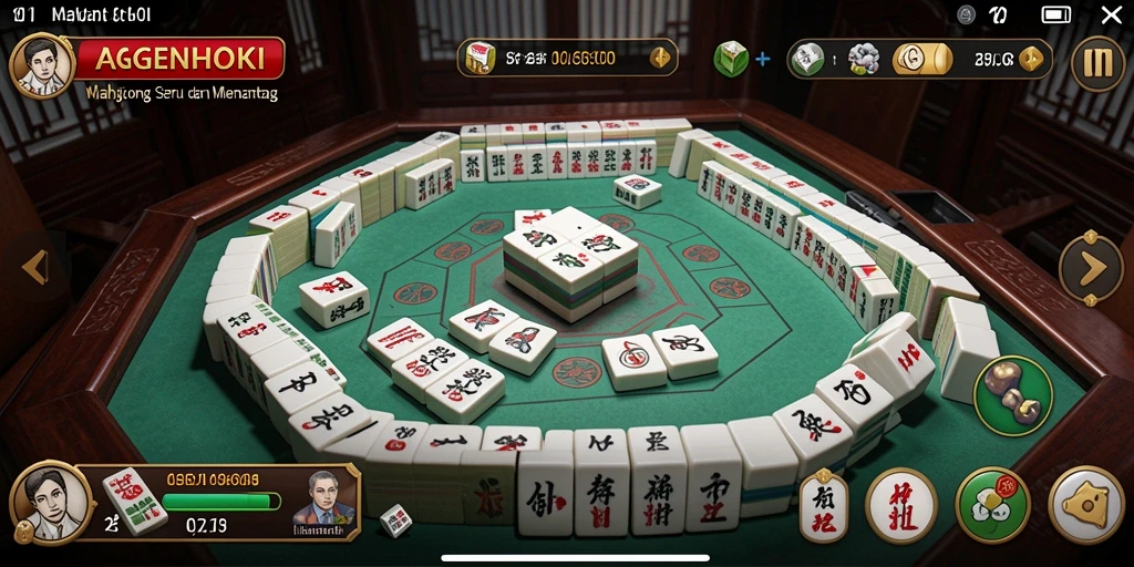 Screenshot AGENHOKI memperlihatkan gameplay Mahjong yang seru dan menantang.