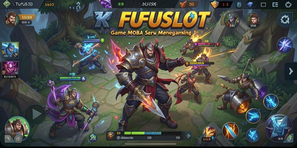 Screenshot menampilkan aksi seru dalam game MOBA FUFUSLOT.