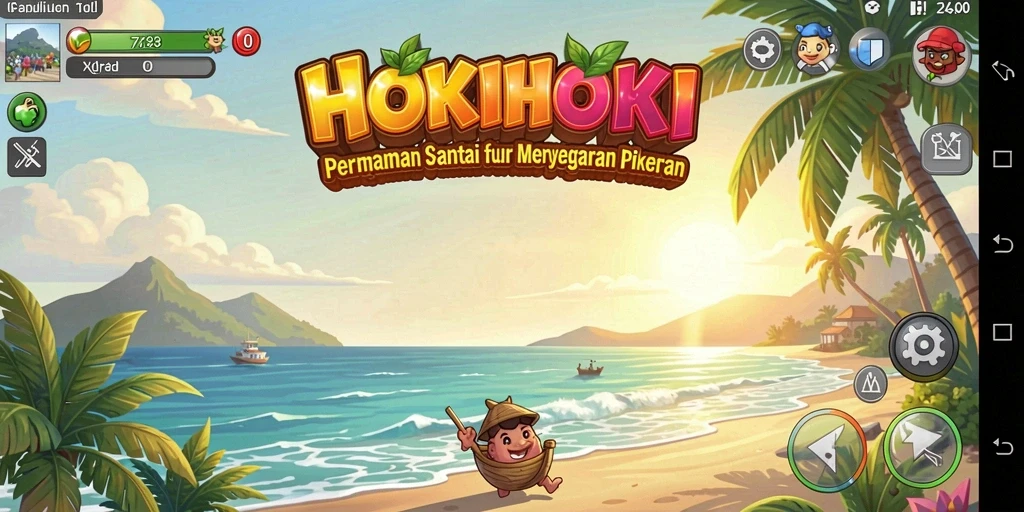 Tampilan gameplay HOKIHOKI yang cerah dan menghibur.