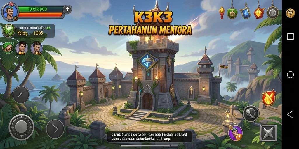 Tangkapan layar dari gameplay K3K3 menunjukkan pertahanan menara yang strategis.