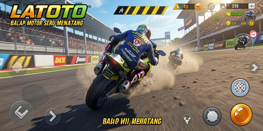 Tampilan seru gameplay LATOTO saat balapan motor.