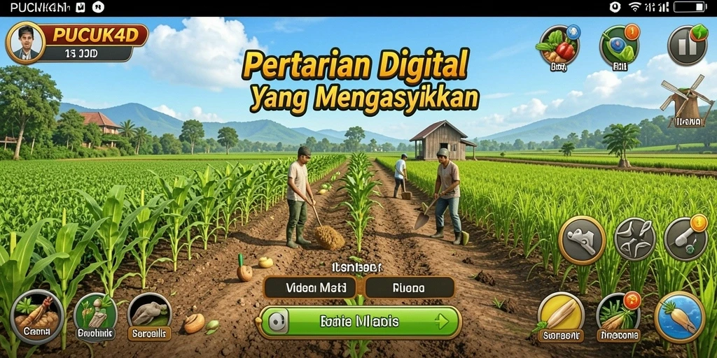 Screenshot PUCUK4D menampilkan aktivitas bertani yang seru.