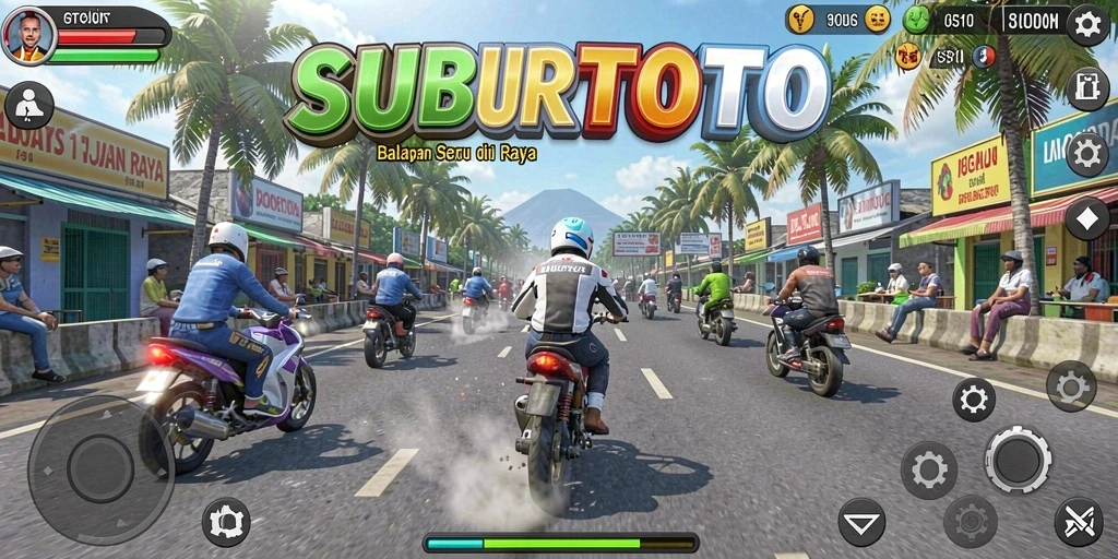 Gameplay SUBURTOTO yang seru dan mendebarkan di setiap balapan.
