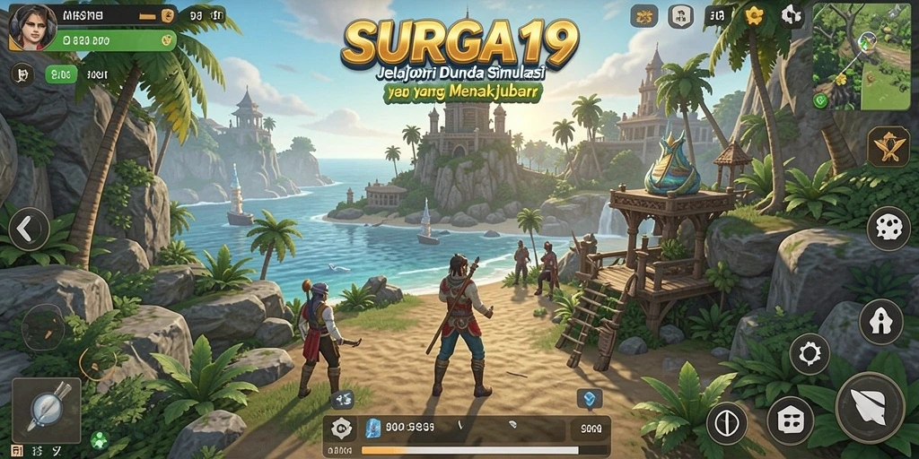 Tampilan gameplay SURGA19 dengan grafis yang memukau dan dunia yang luas.
